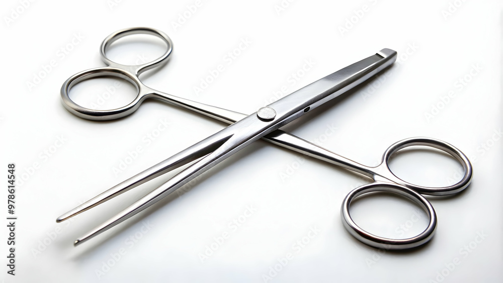 Surgical Scissors. Medical Essential: Stainless Steel Scissors on white background. Surgical Scissors. Medical Essential: Stainless Steel Scissors on white background.