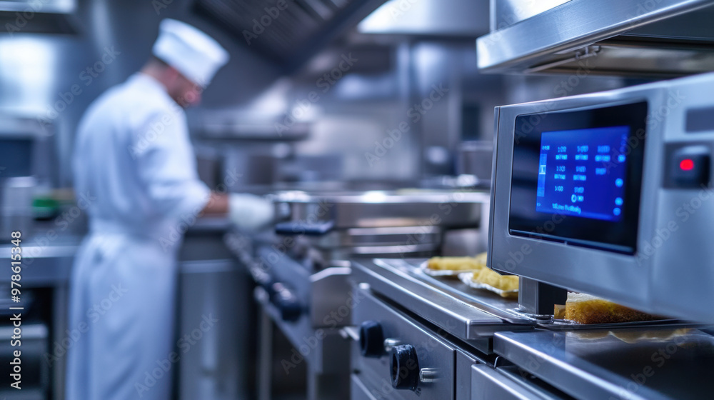 Close up of digital sensors monitoring food safety in professional kitchen Close up of digital sensors monitoring food safety in professional kitchen