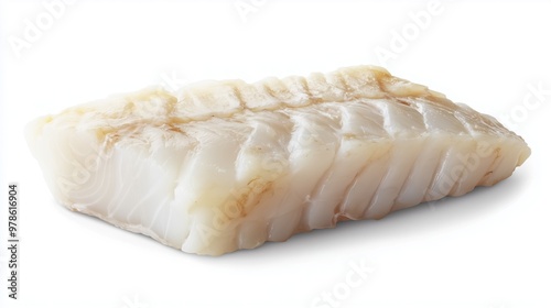 Piece of raw hake steak, on white background