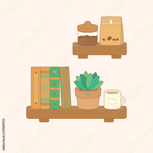 brown plant bookshelf