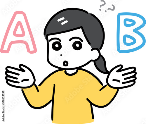 AとBで迷う私服の女性