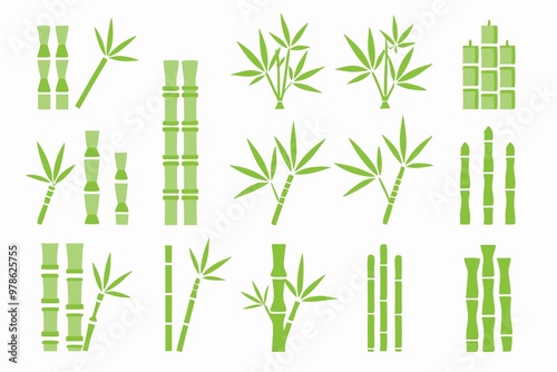 green bamboo icons collection