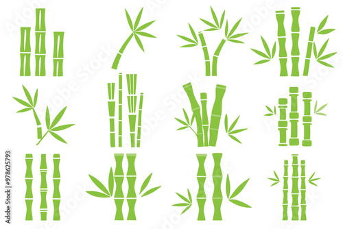 green bamboo icons collection