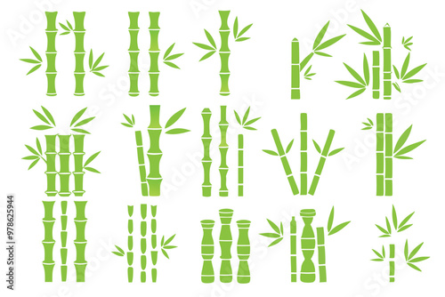 green bamboo icons collection