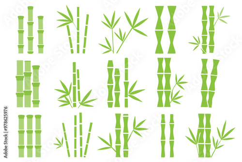 green bamboo icons collection