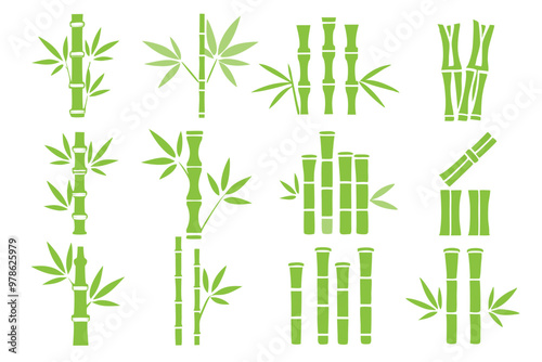 green bamboo icons collection