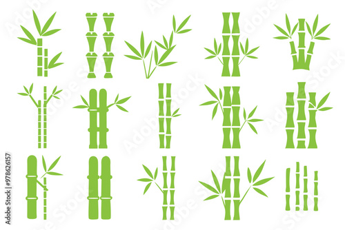 green bamboo icons collection