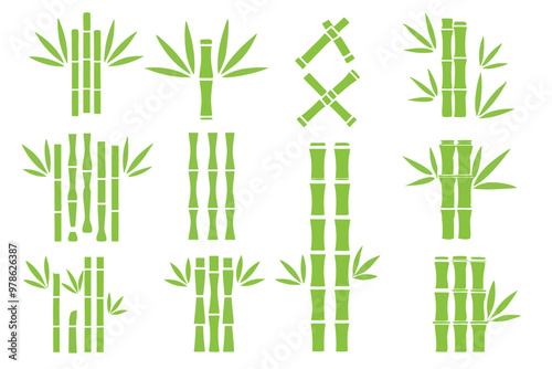 green bamboo icons collection