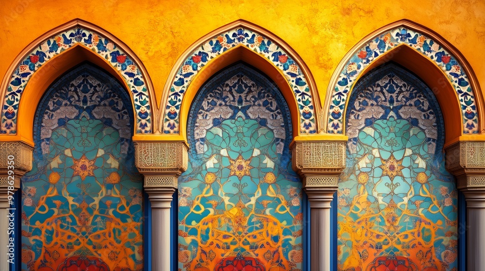 Obraz premium Mosque pattern on a colored background