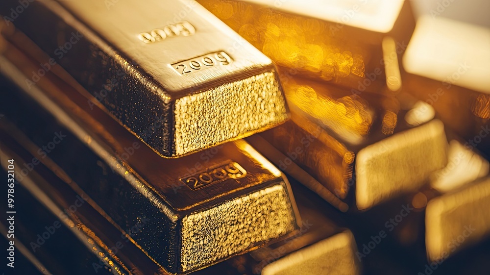 A close-up view of shiny gold bars stacked together, symbolizing wealth and prosperity in finance and investment industries. A close-up view of shiny gold bars stacked together, symbolizing wealth and prosperity in finance and investment industries.