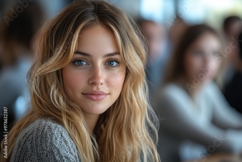 Wallpaper Mural Portrait of a Beautiful Blonde Woman with Blue Eyes Torontodigital.ca