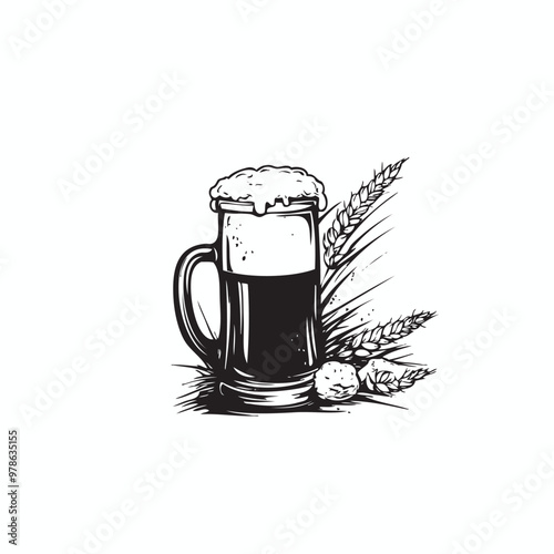 Beer drink event logo, Beer in glass vector