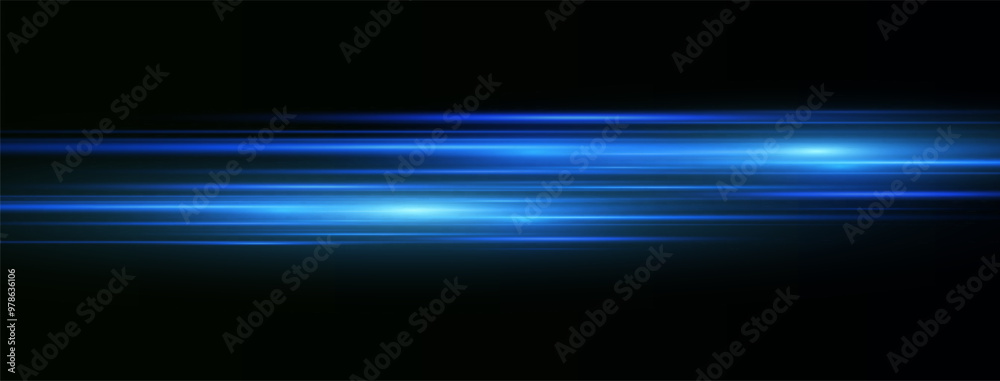 Moving fast blue laser light beams isolated on black background. Abstract light effect. Green lens flare. Horizontal rays glowing in the dark. Vector Moving fast blue laser light beams isolated on black background. Abstract light effect. Green lens flare. Horizontal rays glowing in the dark. Vector