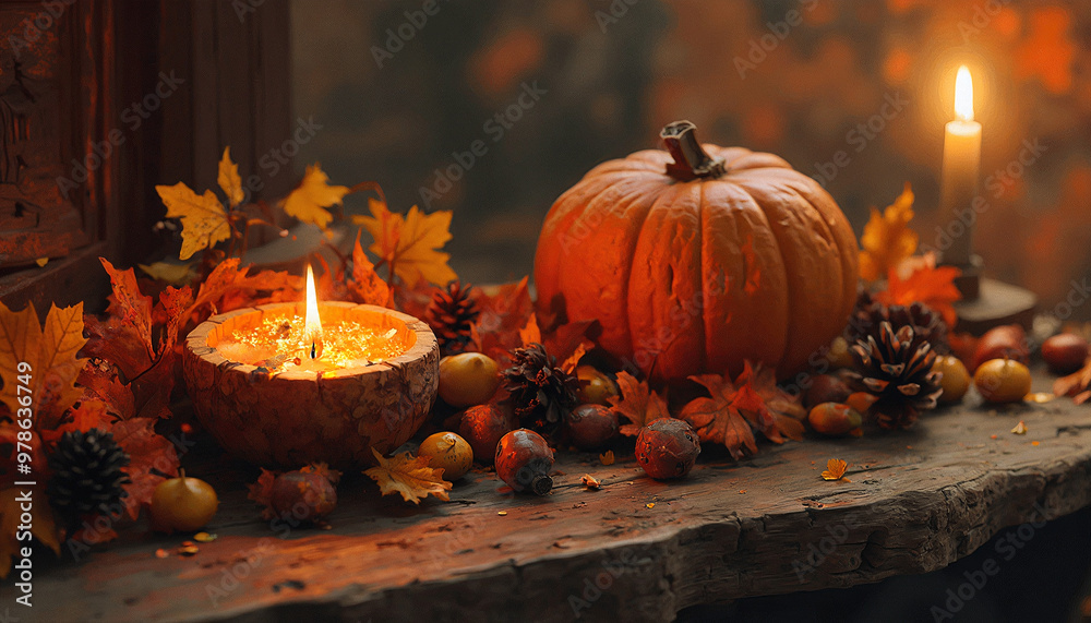 Obraz premium pumpkin and candles