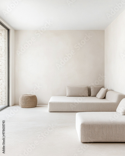 Wallpaper Mural Minimalist living area with neutral tones and natural light in a modern home Torontodigital.ca