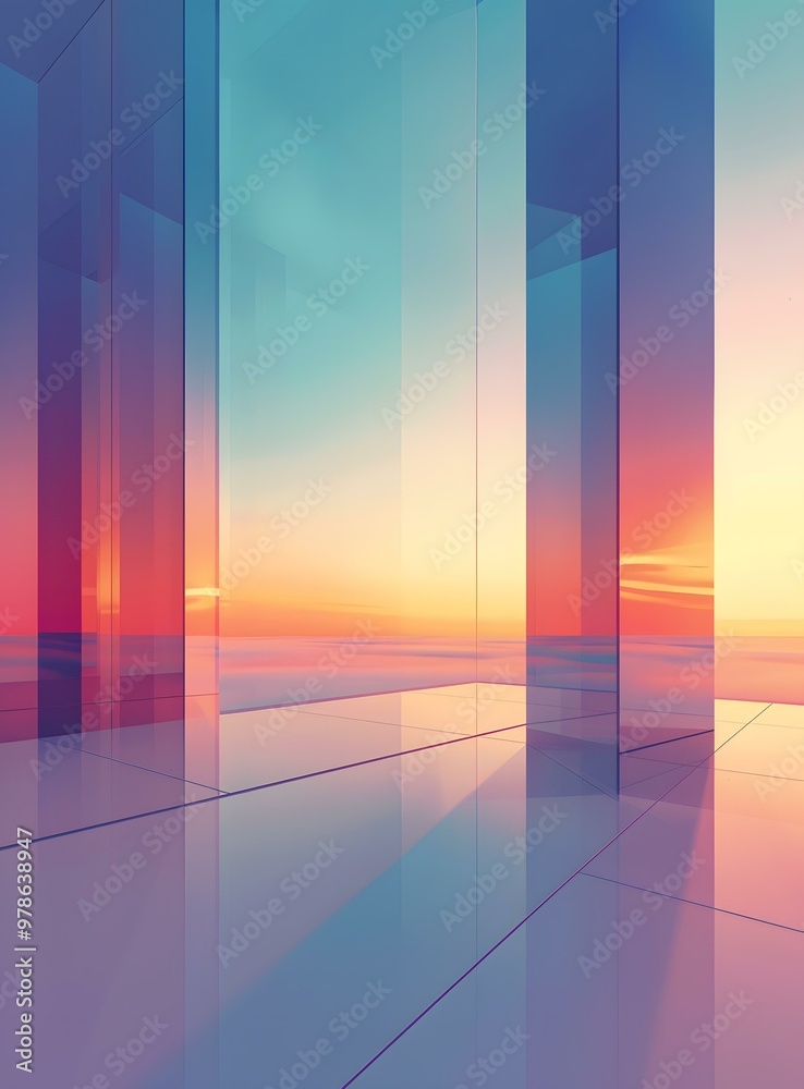 Abstract Sunset View Through Glass Windows Abstract Sunset View Through Glass Windows