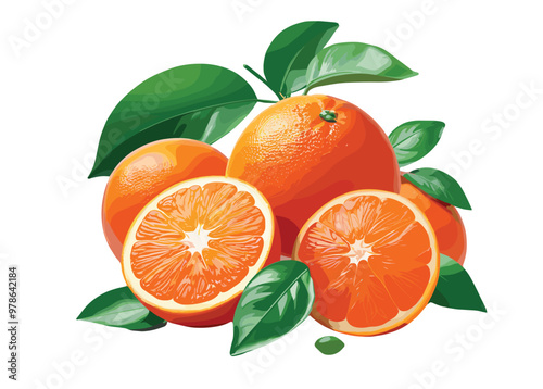 Vector illustration image of fresh orange fruit
