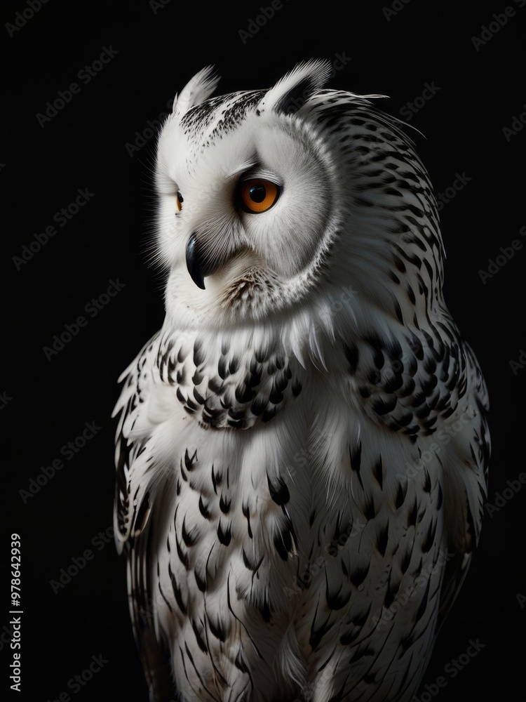 Obraz premium Snowy Owl Portrait Against a Dark Background