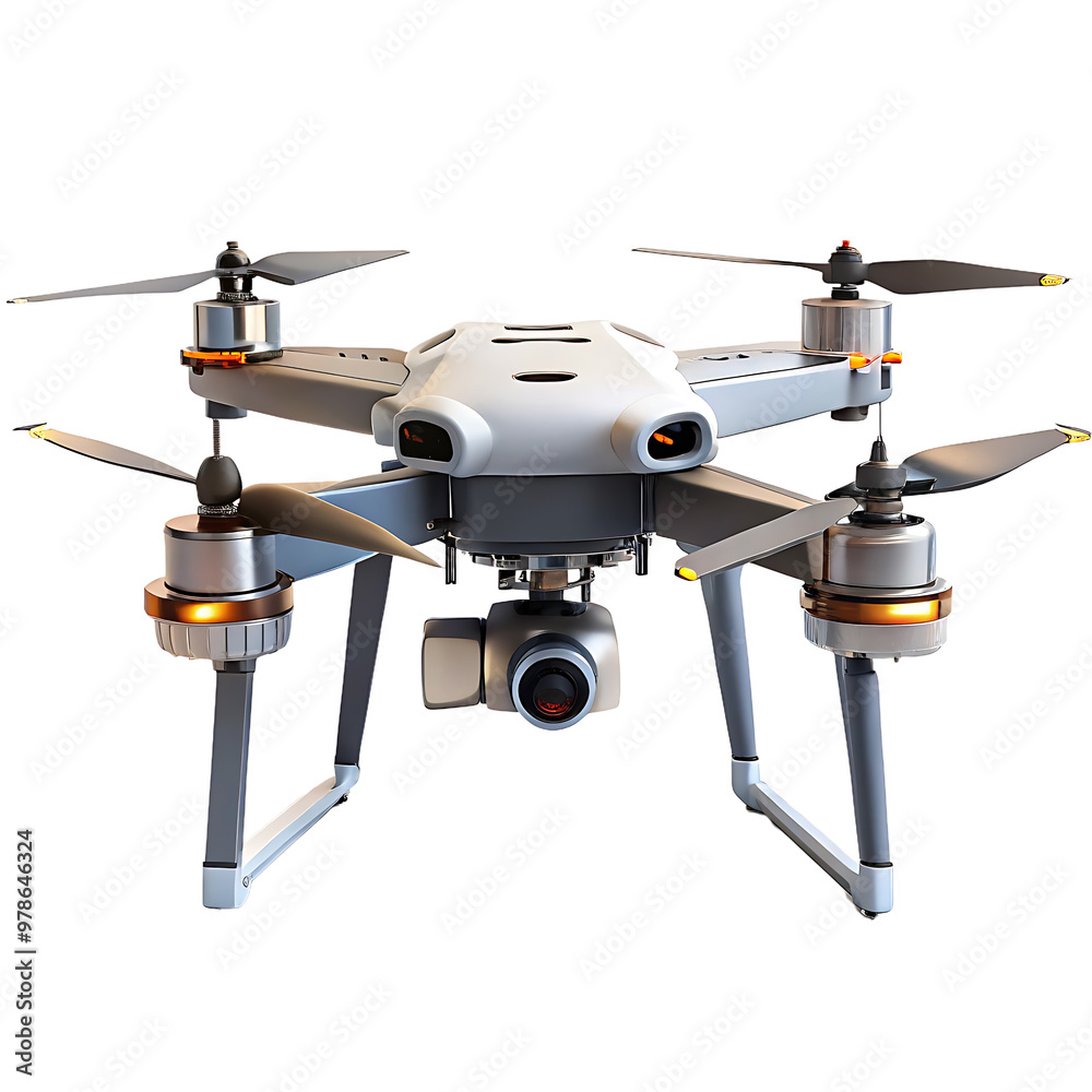 Modern drone camera isolated on transparent background Modern drone camera isolated on transparent background