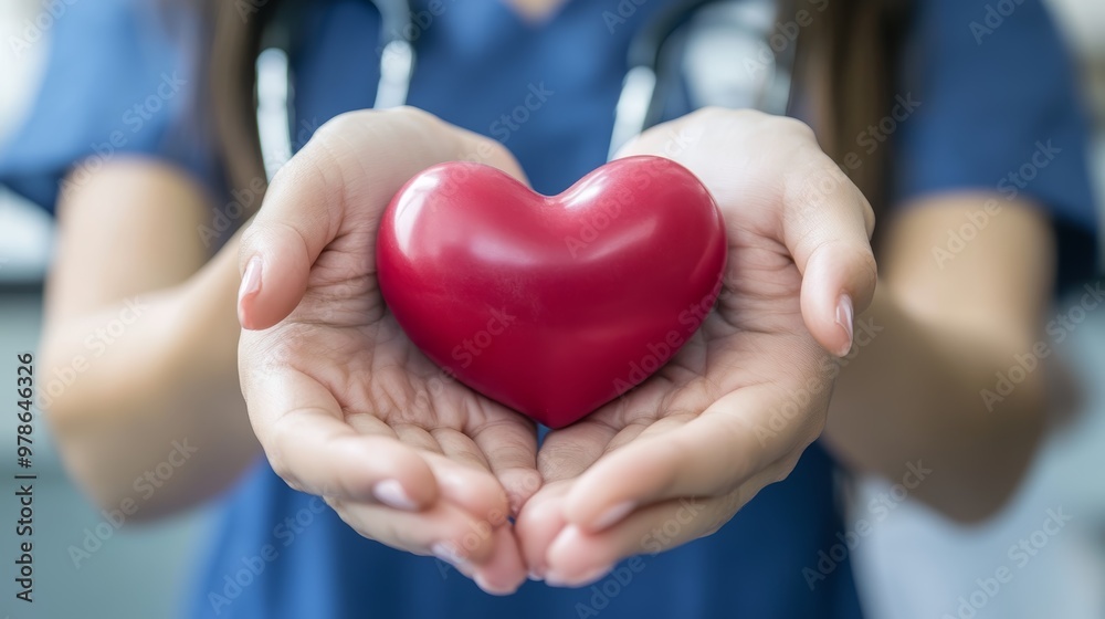 Doctor Holding Red Heart in Hands Healthcare Medical Love Compassion Support Care Doctor Holding Red Heart in Hands Healthcare Medical Love Compassion Support Care