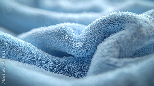 Closeup Photograph of Blue Towel Top View : Generative AI