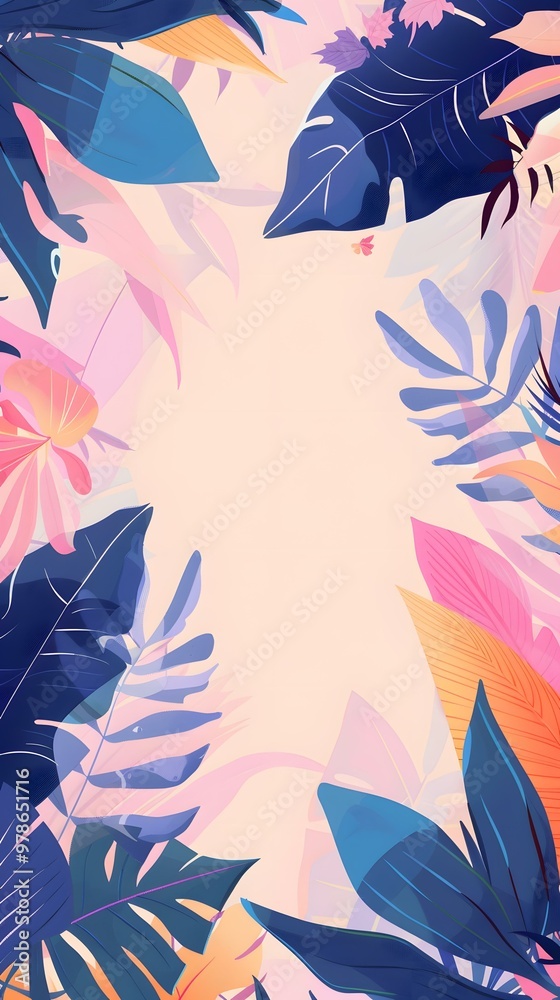 Tropical Leaves Floral Frame Design Tropical Leaves Floral Frame Design