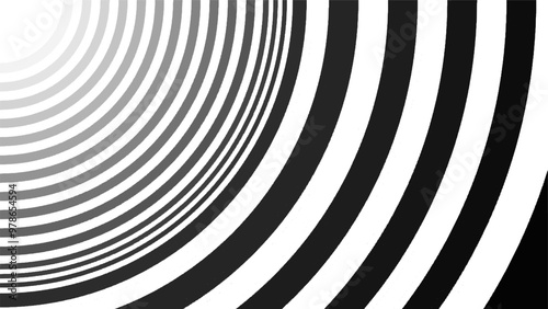 Black hole, black line ring circle from the center out on white background, replete pattern, designed for fabric printing and art
