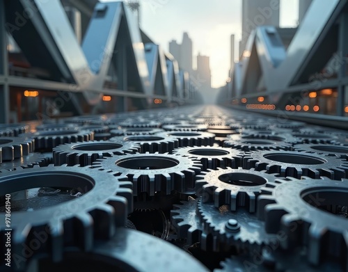 Industrial Harmony: Precision Gears Intertwine with Modern Machinery photo