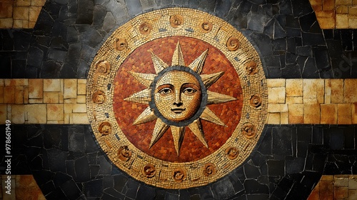 Traditional 2D background with an ancient Greco-Roman mosaic pattern, hyper-real, sharp images, high quality