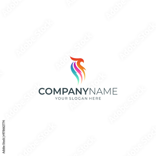 Abstract eagle logo with colorful gradient