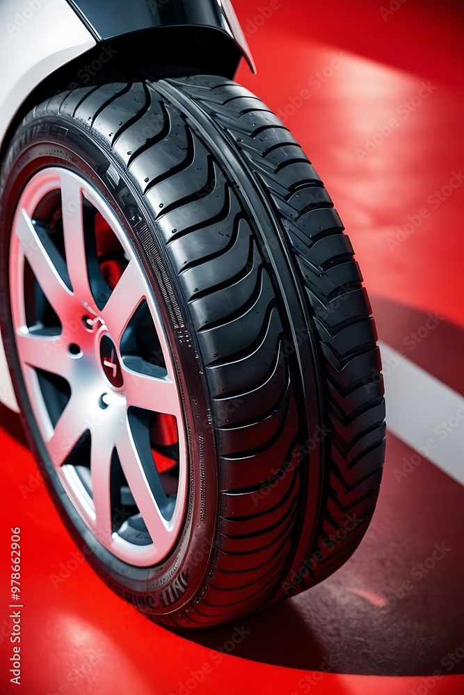 auto repair shop with warm lighting. Tires in room. Concept of auto parts, rubber auto repair shop with warm lighting. Tires in room. Concept of auto parts, rubber