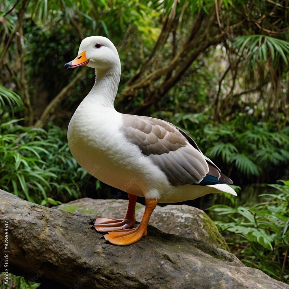 Duck is standing on a rock Stock Images photo generated Ai Duck is standing on a rock Stock Images photo generated Ai