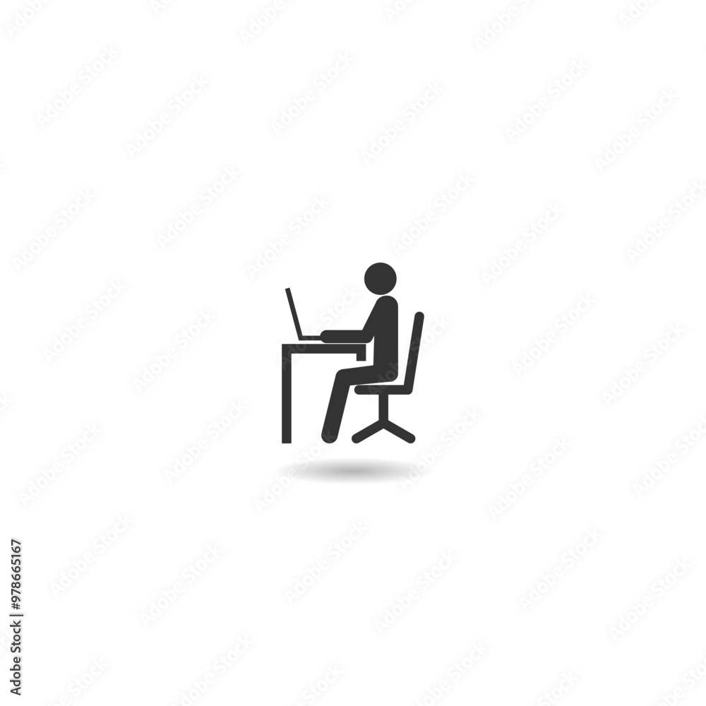 Office worker icon with shadow Office worker icon with shadow