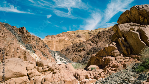 rocks in a canyon in the desert in Egypt Dahab South Sinai