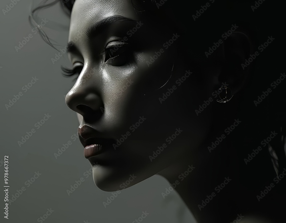Mesmerizing Side Profile: Captivating Lines and Shadows of a Human Face Mesmerizing Side Profile: Captivating Lines and Shadows of a Human Face