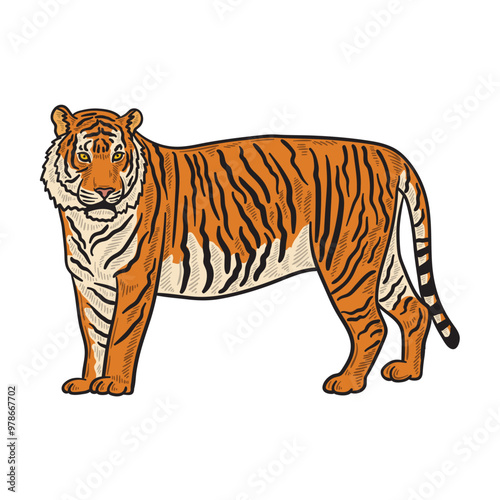 Tiger Illustration Colored - Tiger 05