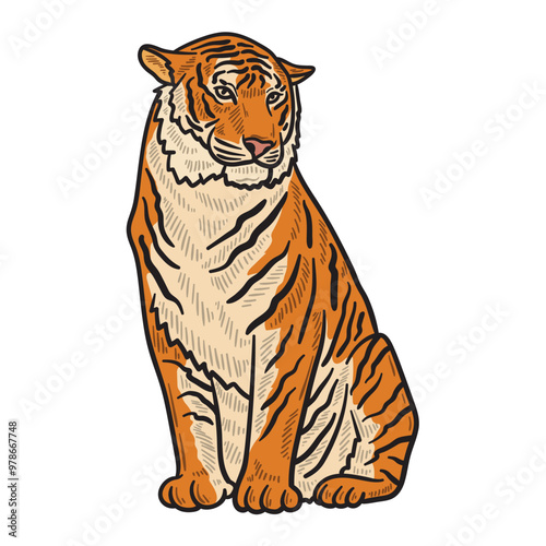 Tiger Illustration Colored - Tiger 06