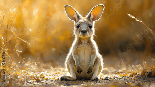 illustration of a small and adorable kangaroo photo