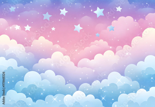 Dreamy Night Sky with Starry Clouds and Twilight Gradient Background