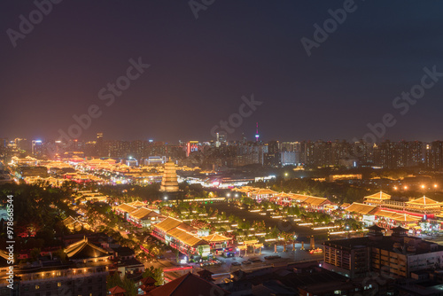 Wallpaper Mural Night view of the Big Wild Goose Pagoda in Xi'an, China Torontodigital.ca