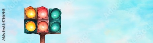 Frontal view traffic light photo