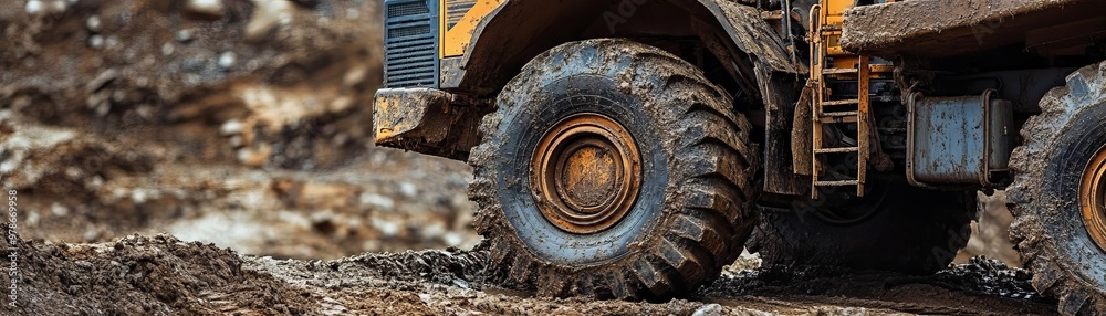 Tilted angle view of a rugged commercial construction vehicle Tilted angle view of a rugged commercial construction vehicle