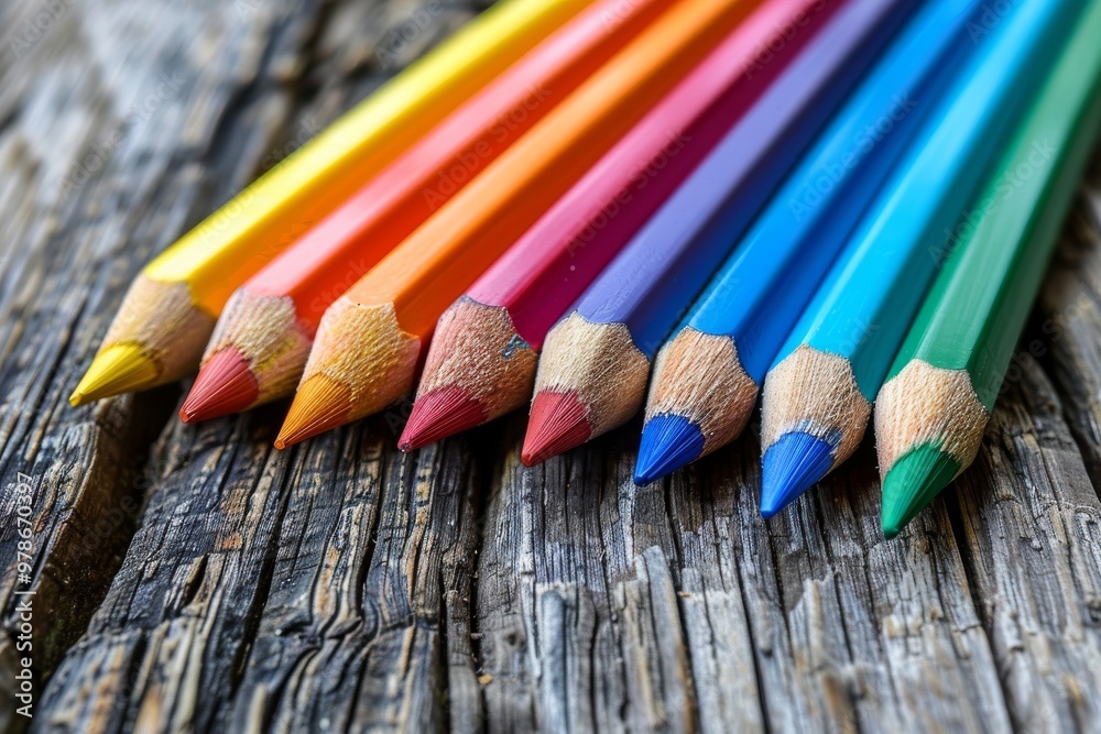 Children's colored pencils close-up Children's colored pencils close-up
