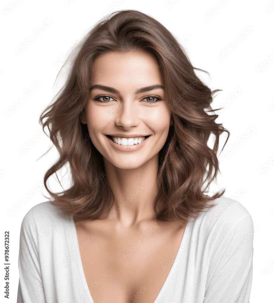 portrait of a smiling woman wearing white shirt isolated on transparent background portrait of a smiling woman wearing white shirt isolated on transparent background