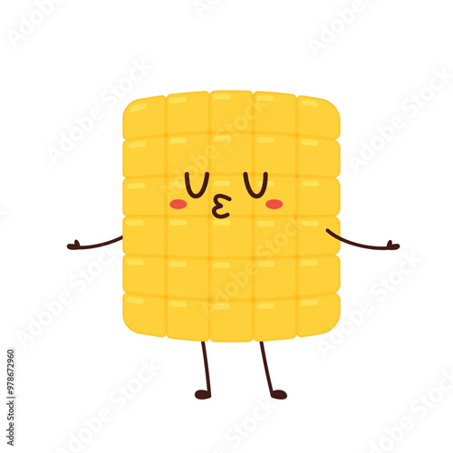 Corn cartoon vector. Cute vegetable vector character isolated on white. Corn mascot.