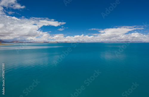 Aerial photography of plateau lakes Tibet China