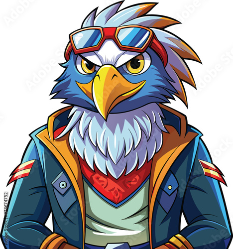 Eagle mascot character sticker vector design