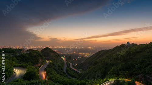 Night view of Lishan Mountain Road in Xi'an, China