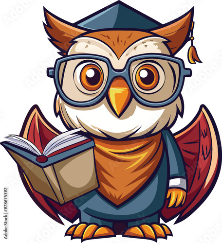 Owl mascot character sticker vector design