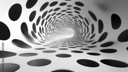 Abstract tunnel with circular patterns creating a sense of depth.